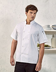 Premier Workwear - Short Sleeve Chef s Jacket Steel (ca. Pantone 7545) White Black /Titelbild