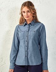 Premier Workwear - Women s Organic Chambray Fairtrade Long Sleeve Shirt Grey Denim (ca. Pantone 425) Indigo Denim (ca. Pantone 2380C) /Titelbild