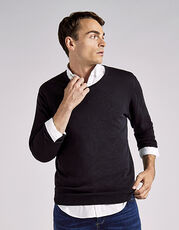 Kustom Kit - Regular Fit Arundel V-Neck Sweater Black Navy Graphite Melange /Titelbild