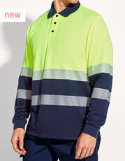 Roly Workwear - Polo Shirt Vega Long Sleeve Navy Blue 55 Fluor Yellow 221 /Titelbild