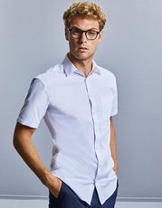 Russell Collection - Men s Short Sleeve Tailored Coolmax  Shirt Light Blue White /Titelbild