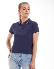 Mantis - Women s The Tipped Polo Heather Grey Melange White Navy Soft Pink Light Denim /Titelbild