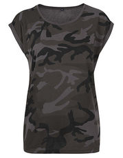 Build Your Brand - Ladies  Camo Extended Shoulder Camo Tee Dark Camo /Titelbild