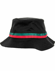 FLEXFIT - Stripe Bucket Hat Black White Fire Red Green /Titelbild