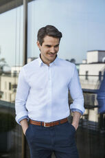Men´s Long Sleeve Tailored Contrast Herringbone Shirt 