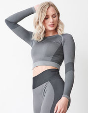 Tombo - Ladies  Seamless Panelled Long Sleeve Crop Top Light Grey Light Pink Bright Blue Black Purple Navy /Titelbild