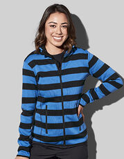 Stedman  - Striped Fleece Jacket Women Brilliant Blue Grey Steel (Solid) /Titelbild