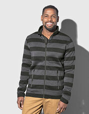 Stedman  - Striped Fleece Jacket Grey Steel (Solid) Brilliant Blue /Titelbild