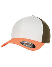 FLEXFIT - 3-Tone Flexfit Cap Red Neon Orange White Black Olive /Titelbild