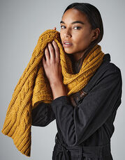 Beechfield - Cable Knit Melange Scarf Navy Black Light Grey Mustard /Titelbild