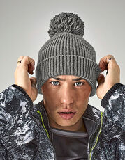 Engineered Knit Ribbed Pom Pom Beanie