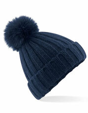 Beechfield - Verbier Faux Fur Pop Pom Chunky Beanie Black Navy Dark Olive Light Grey Dusky Pink /Titelbild