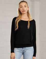 Bella - Flowy Long Sleeve Off The Shoulder Tee White Black /Titelbild