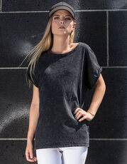 Build Your Brand - Ladies  Acid Washed Extended Shoulder Tee Black Grey Black Berry Black Darkgrey White Teal Black Indigo White Asphalt Dark Khaki /Titelbild