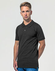 Build Your Brand - Polo Piqué Shirt White Heather Grey Black /Titelbild