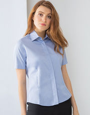 Henbury - Ladies Short Sleeved Pinpoint Oxford Shirt Light Blue White /Titelbild