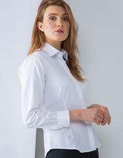 Henbury - Ladies Long Sleeved Pinpoint Oxford Shirt Light Blue White /Titelbild