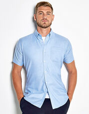 Kustom Kit - Men s Slim Fit Workwear Oxford Shirt Short Sleeve Light Blue White /Titelbild