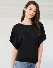 Bella - Flowy Draped Sleeve Dolman T-Shirt White Black /Titelbild