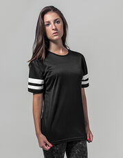 Build Your Brand - Ladies  Mesh Stripe Tee Black White /Titelbild