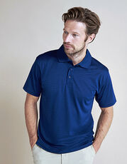 Henbury - Coolplus  Textured Stripe Polo Shirt Black Bright Navy /Titelbild