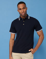 Henbury - Double Tipped Piqué Polo Shirt Black Navy White Red /Titelbild