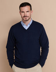 Henbury - Lambswool V-Neck Jumper Black Navy /Titelbild