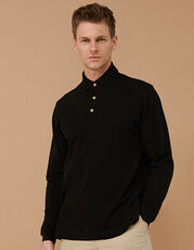 Henbury - Long Sleeved Cotton Piqué Polo Shirt Navy Black /Titelbild