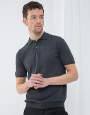 Henbury - Men`s Knitted Short Sleeved Polo Navy Black Grey Marl /Titelbild