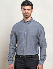 Premier Workwear - Men s Organic Chambray Fairtrade Long Sleeve Shirt Grey Denim (ca. Pantone 425) Indigo Denim (ca. Pantone 2380C) /Titelbild