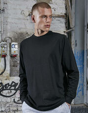 Build Your Brand - Organic Long Sleeve With Cuffrib White Black /Titelbild