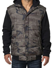 Burnside - Hooded Fleece Sleeved Puffer Vest Green Camo Black /Titelbild