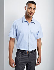 Premier Workwear - Men s Microcheck (Gingham) Short Sleeve Cotton Shirt Black Light Blue Navy Red White /Titelbild