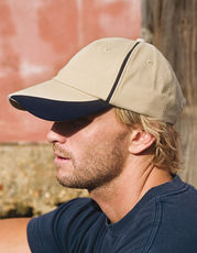 Result Headwear - Heavy Brushed Cotton Cap With Scallop Peak And Contrast Trim Putty Navy /Titelbild