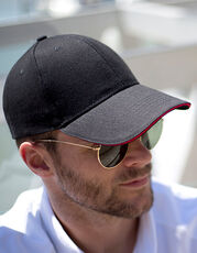 Result Headwear - Memphis Brushed Cotton Low Profile Sandwich Peak Cap Black Navy Royal Red White /Titelbild