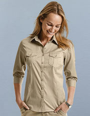 Russell Collection - Ladies  Roll 3/4 Sleeve Fitted Twill Shirt French Navy White Black Zinc Khaki /Titelbild