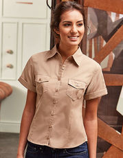 Russell Collection - Ladies  Roll Short Sleeve Fitted Twill Shirt French Navy Black Khaki Zinc White /Titelbild