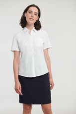 Russell Collection - Ladies  Short Sleeve Classic Pure Cotton Poplin Shirt Black White /Titelbild