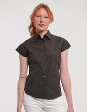 Russell Collection - Ladies  Short Sleeve Fitted Stretch Shirt Black Chocolate Port White /Titelbild