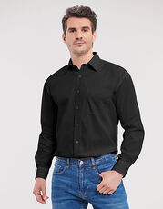 Russell Collection - Men s Long Sleeve Classic Pure Cotton Poplin Shirt Black White /Titelbild