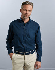 Russell Collection - Men s Long Sleeve Classic Twill Shirt Zinc French Navy Black White /Titelbild