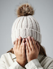 Junior Faux Fur Pom Pom Chunky Beanie