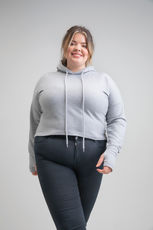 Damen Cropped Kapuzen Pullover