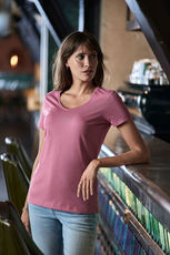 Damen Luxus V-Ausschnitt T-Shirt