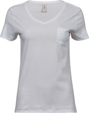 Damen V-Neck T-Shirt mit Brusttasche