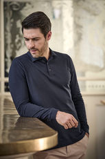 Herren Luxus Stretch Piqué Polo langarm